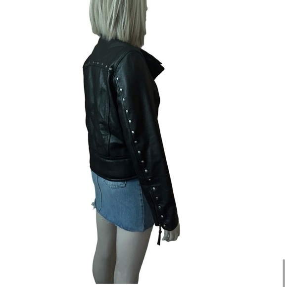 FMC Leather Biker Motorcycle Moto Jacket Removable liner Fringe Zippers  Studded - Picture 7 of 15